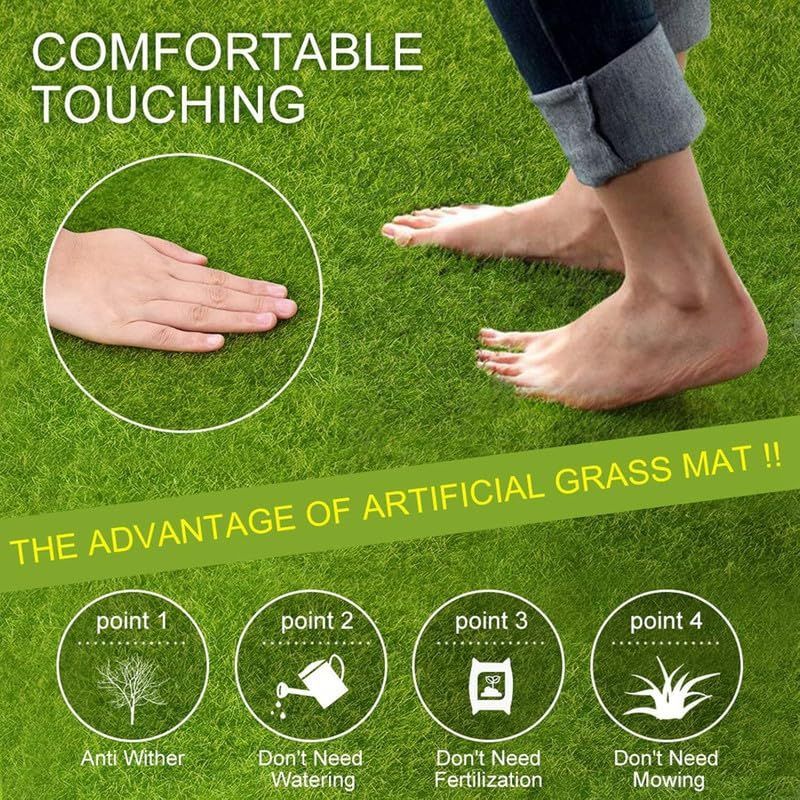 Realistic Artificial Grass, Durable Synthetic Turf for Indoor & Outdoor Landscaping
