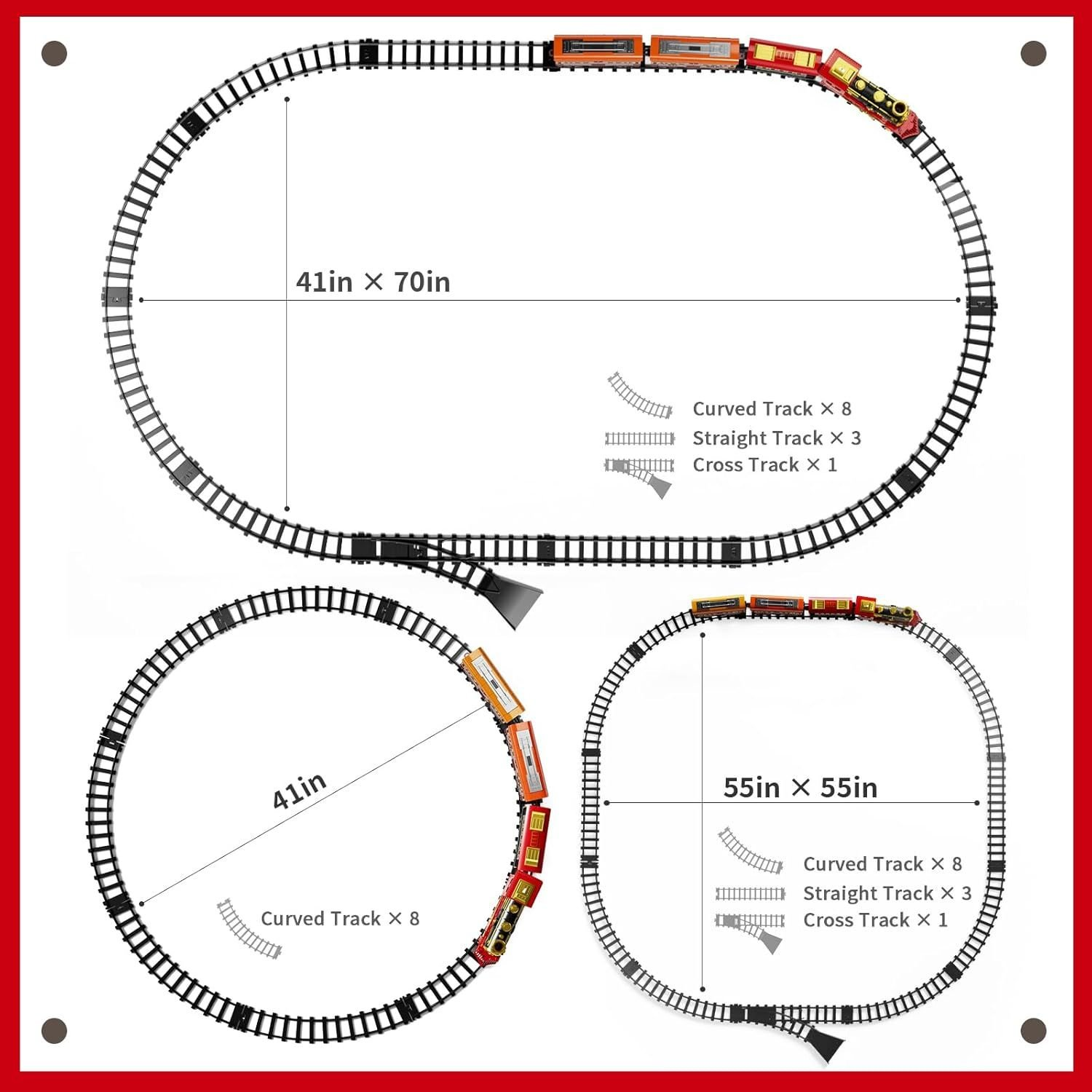 Red Christmas Tree Toy Steam Train Set with Lights Sounds Christmas Train Set Electric Train Sets for Kids Toy Christmas Under Tree Decoration