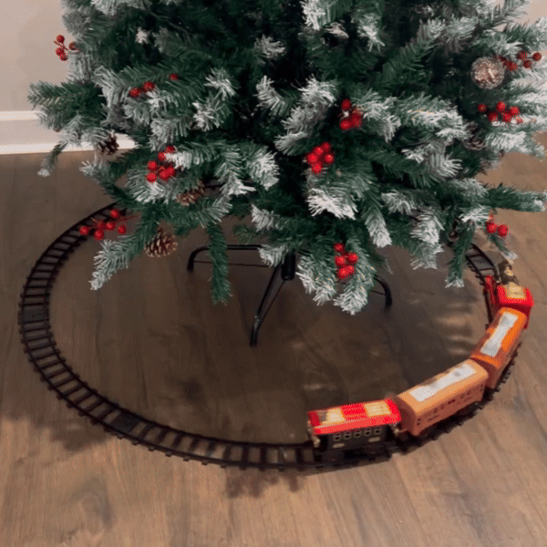 Red Christmas Tree Toy Steam Train Set with Lights Sounds Christmas Train Set Electric Train Sets for Kids Toy Christmas Under Tree Decoration