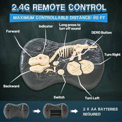 Remote Control Dinosaur Velociraptor with LED Lights and Roaring Sounds, Realistic Walking, Safe for Ages 3+