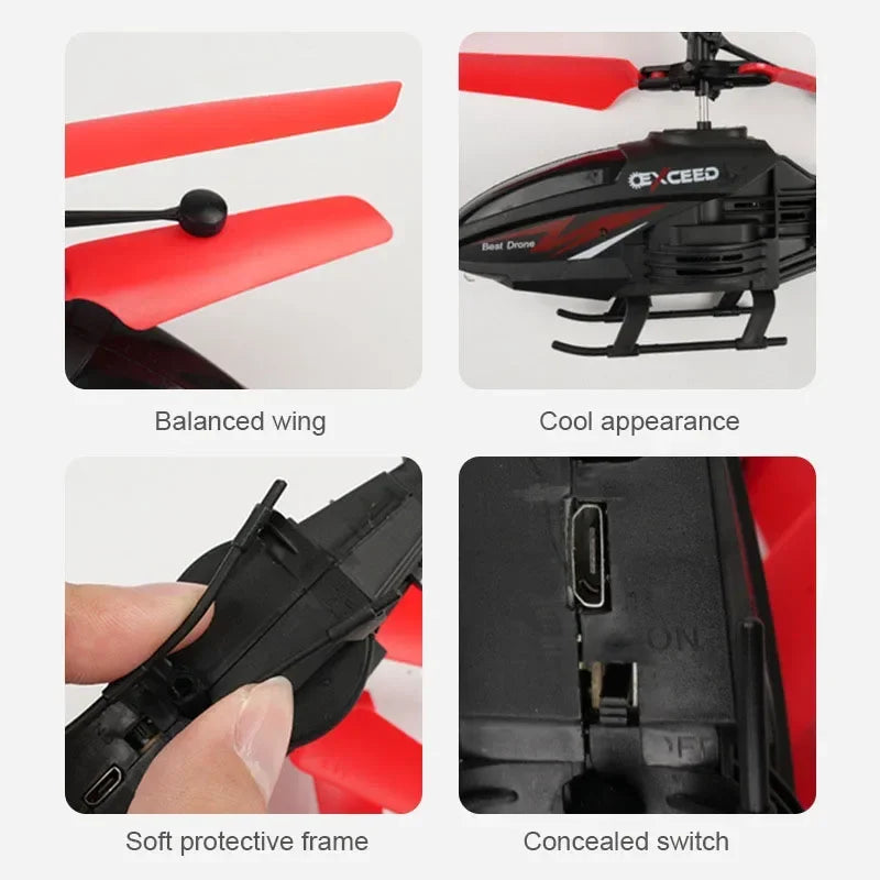 Remote Control Helicopter with Lightweight, Durable Design, Remote Control, LED Night Lights, Safe for Age 14+