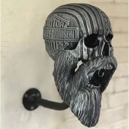 Resin Skull Helmet Holder Wall Mount for Motorcycle & Gear