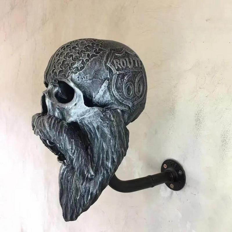 Resin Skull Helmet Holder Wall Mount for Motorcycle & Gear