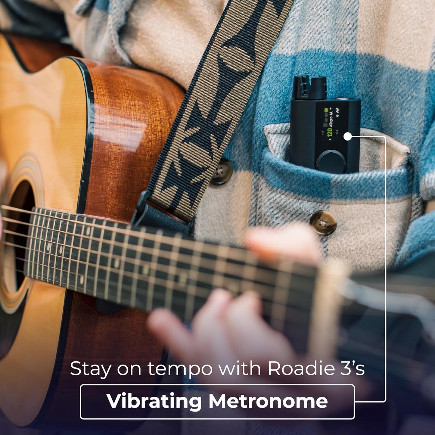 Roadie 3 Automatic Guitar Tuner & Metronome for Professional Guitar Players, Gifts for Musicians