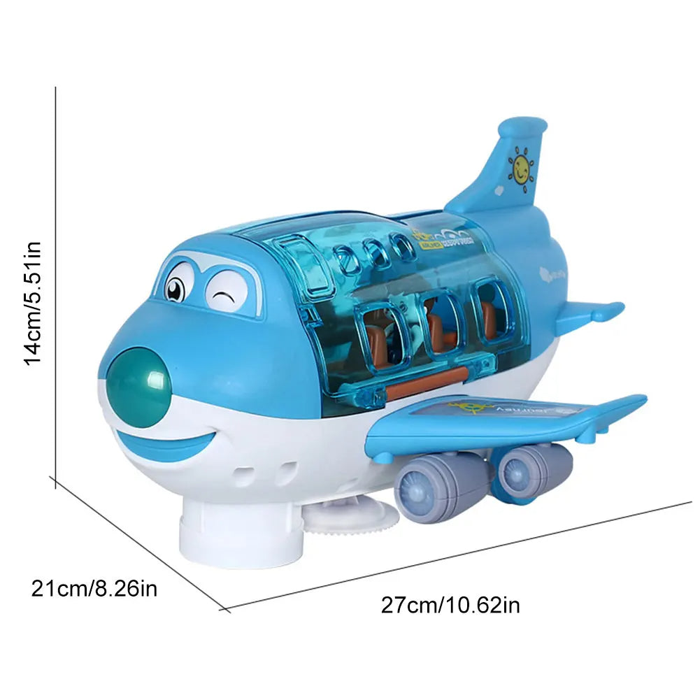 360° Rotating Electric Airplane Toy with Lights and Music, Smart Direction Change, Safe for Ages 3+