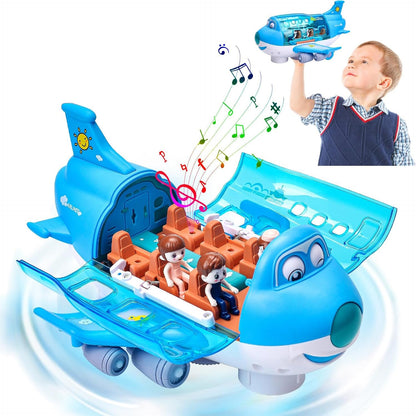 360° Rotating Electric Airplane Toy with Lights and Music, Smart Direction Change, Safe for Ages 3+