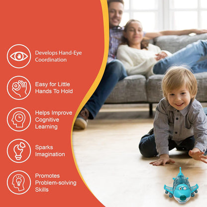 360° Rotating Electric Airplane Toy with Lights and Music, Smart Direction Change, Safe for Ages 3+