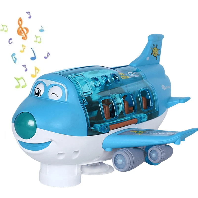 360° Rotating Electric Airplane Toy with Lights and Music, Smart Direction Change, Safe for Ages 3+