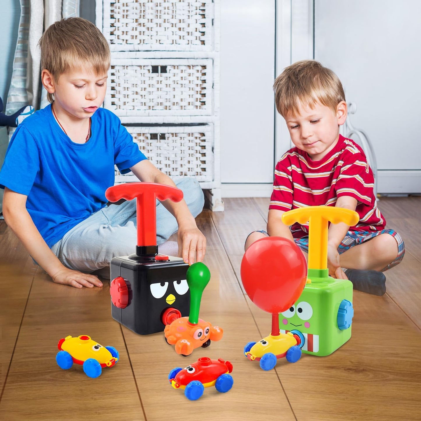 STEM Balloon Car Toy Set with Launcher and Rocket, No Batteries, Safe for Age 3+