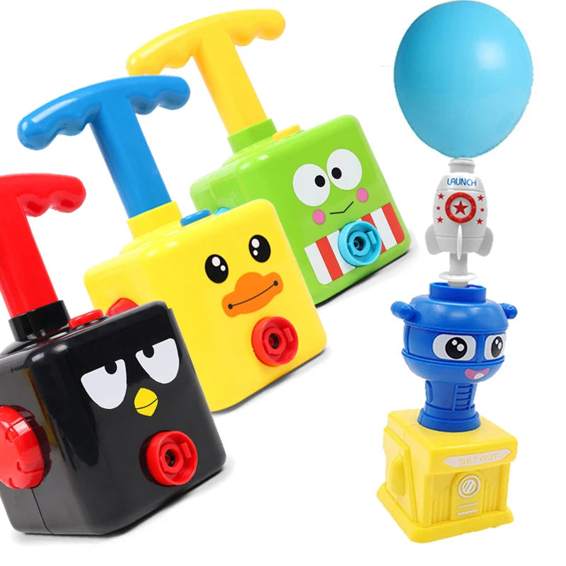 STEM Balloon Car Toy Set with Launcher and Rocket, No Batteries, Safe for Age 3+