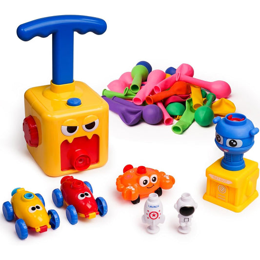 STEM Balloon Car Toy Set with Launcher and Rocket, No Batteries, Safe for Age 3+