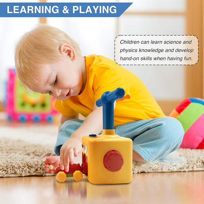 STEM Balloon Car Toy Set with Launcher and Rocket, No Batteries, Safe for Age 3+