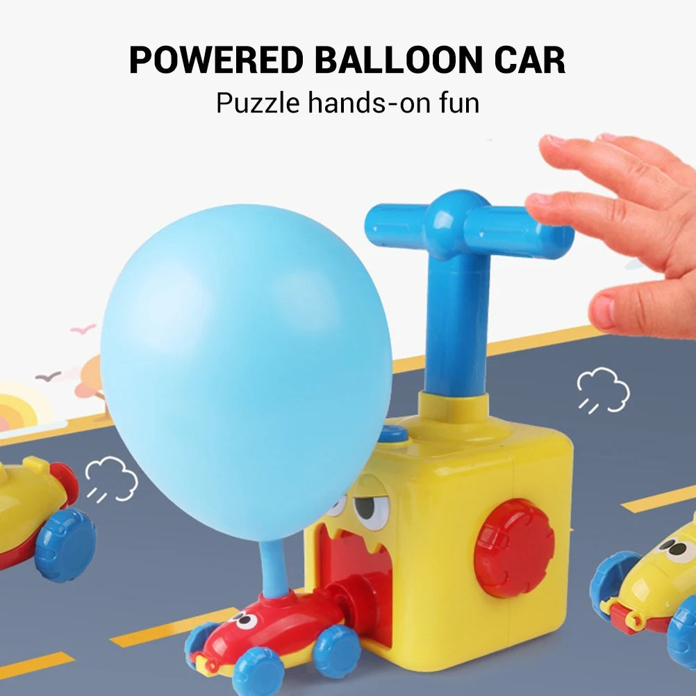 STEM Balloon Car Toy Set with Launcher and Rocket, No Batteries, Safe for Age 3+