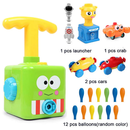 STEM Balloon Car Toy Set with Launcher and Rocket, No Batteries, Safe for Age 3+