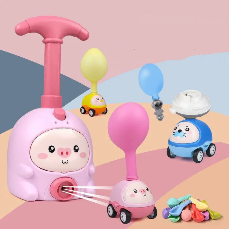 STEM Balloon Car Toy Set with Rocket Launcher, Battery-Free, Safe for Kids Age 3+