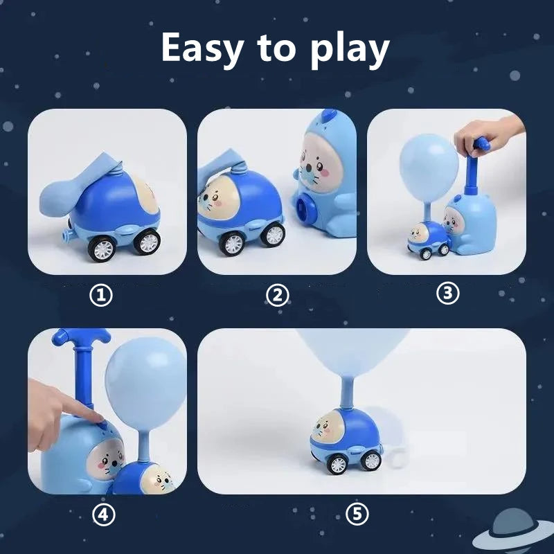 STEM Balloon Car Toy Set with Rocket Launcher, Battery-Free, Safe for Kids Age 3+