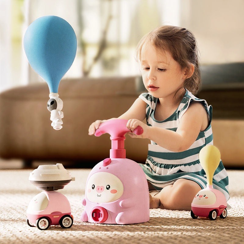 STEM Balloon Car Toy Set with Rocket Launcher, Battery-Free, Safe for Kids Age 3+