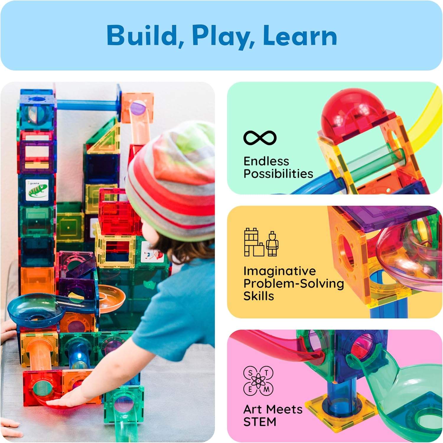 STEM Building Toy Helps Spatial Skill Development with Strong Magnetic Design, Safe for Ages 3+