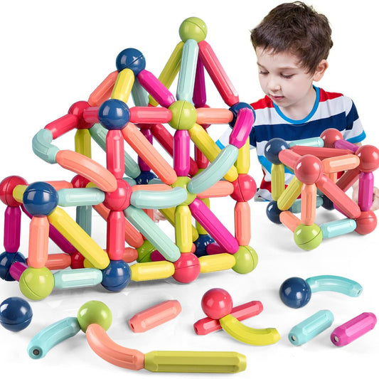 25 - 138 PCS STEM Magnetic Building Blocks, Large Sticks and Balls Construction Set, Safe for Kids Ages 3+