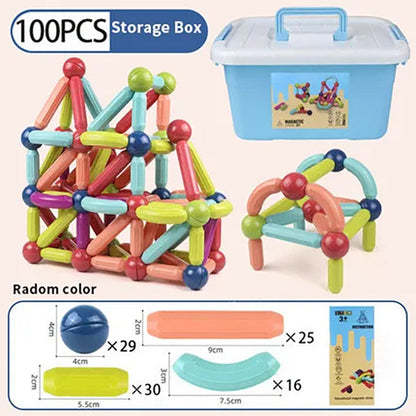 32 - 138 PCS STEM Magnetic Building Blocks, Large Sticks and Balls Construction Set, Safe for Kids Ages 3+