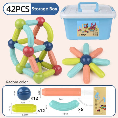 28 - 138 PCS STEM Magnetic Building Blocks, Large Sticks and Balls Construction Set, Safe for Kids Ages 3+