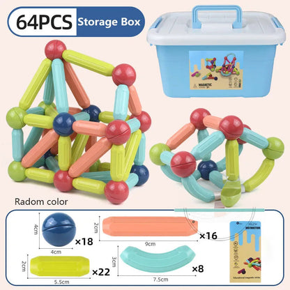 30 - 138 PCS STEM Magnetic Building Blocks, Large Sticks and Balls Construction Set, Safe for Kids Ages 3+