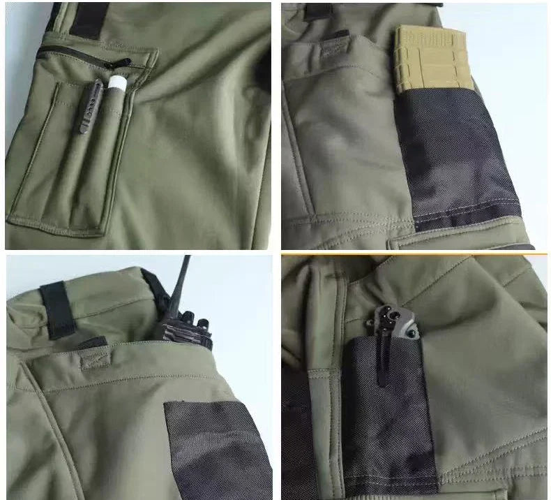 Men'S Waterproof Softshell Jacket And Cargo Pants Set