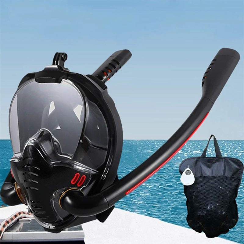 Silicone Full Dry Diving Mask with Double Air Tubes
