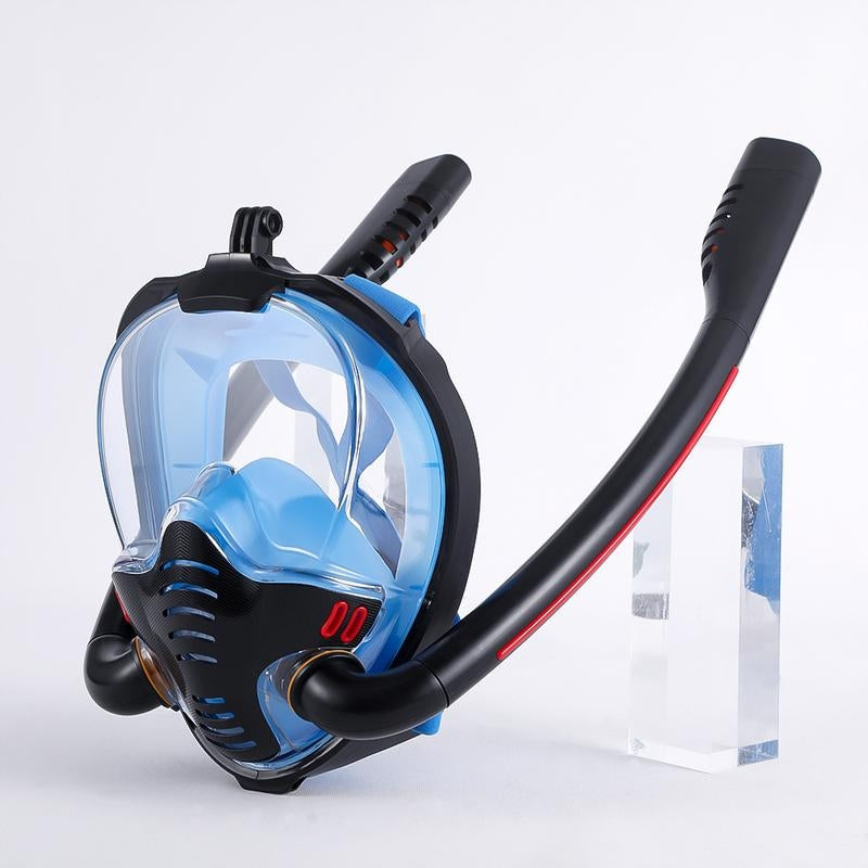 Silicone Full Dry Diving Mask with Double Air Tubes
