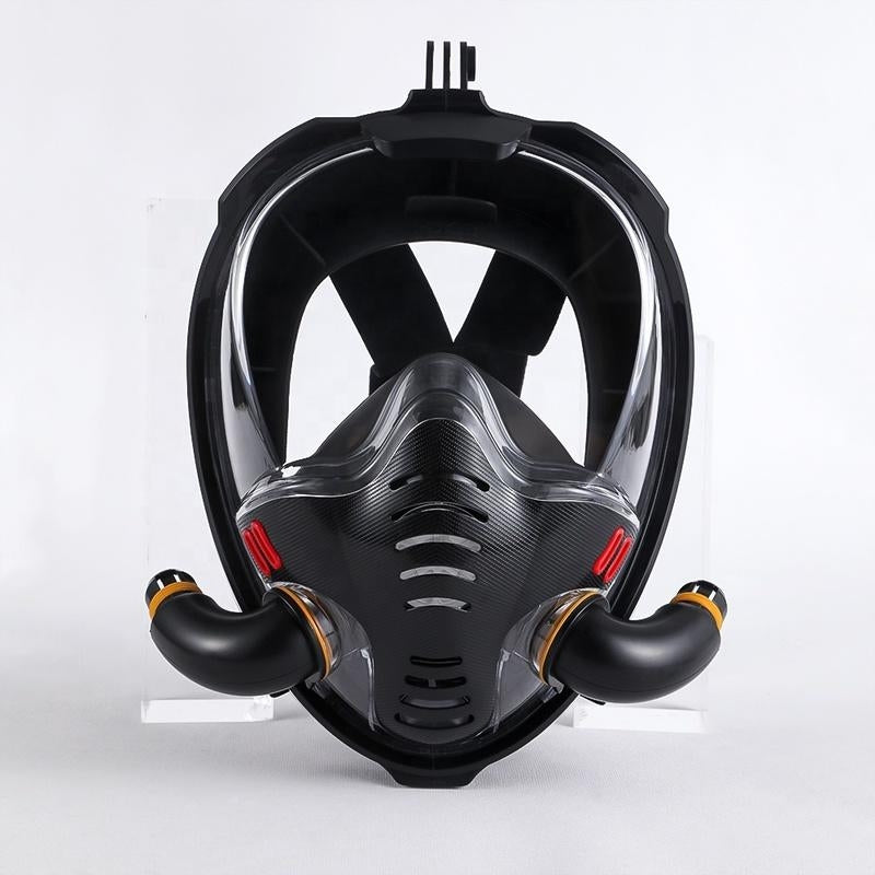Silicone Full Dry Diving Mask with Double Air Tubes