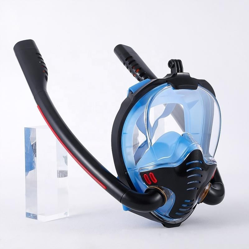 Silicone Full Dry Diving Mask with Double Air Tubes