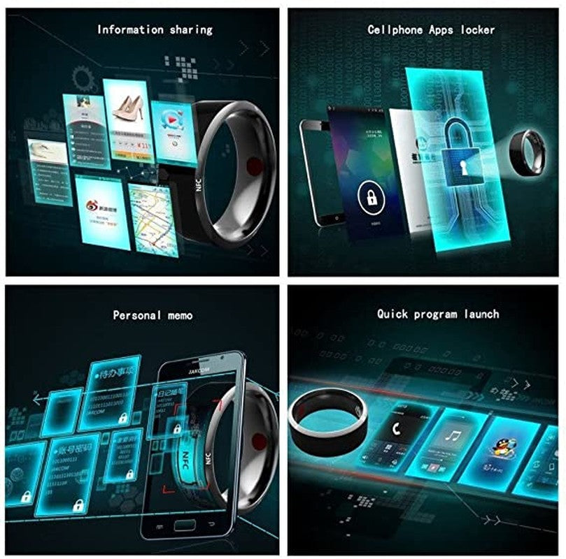 Smart Ring Bluetooth Wearable Device Multifunctional Black High-tech