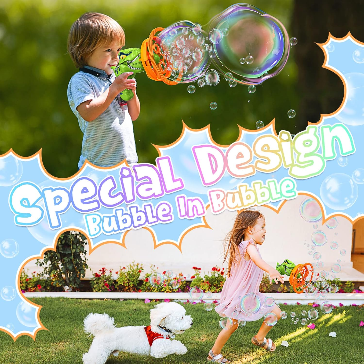 Soap Bubble Gun Dinosaur, Electric Automatic Bubble Machine Toy, Safe for Ages 3+