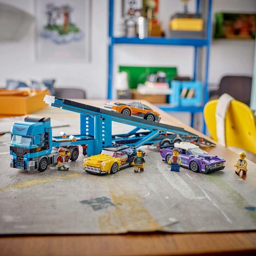 Sports Car Transporter Truck Blocks, Easy to Assemble and Disassemble, Safe for Ages 7+