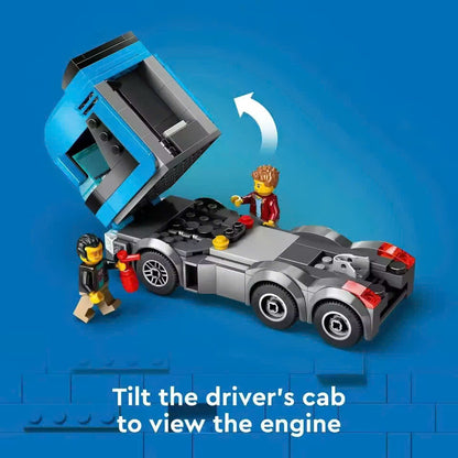 Sports Car Transporter Truck Blocks, Easy to Assemble and Disassemble, Safe for Ages 7+