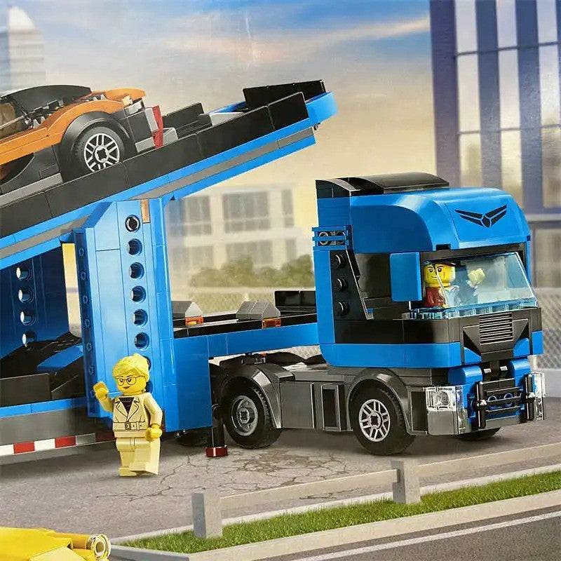 Sports Car Transporter Truck Blocks, Easy to Assemble and Disassemble, Safe for Ages 7+