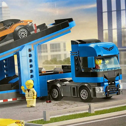 Sports Car Transporter Truck Blocks, Easy to Assemble and Disassemble, Safe for Ages 7+
