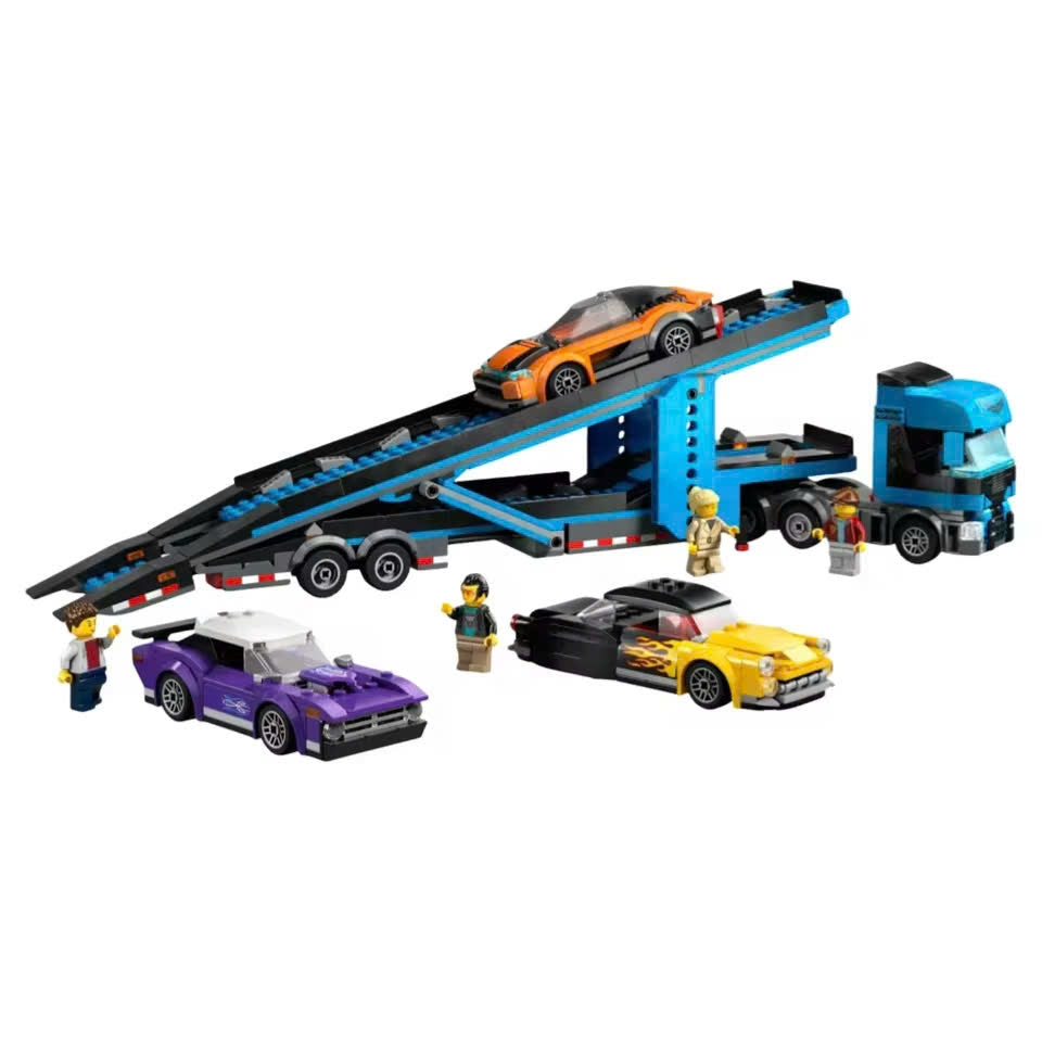 Sports Car Transporter Truck Blocks, Easy to Assemble and Disassemble, Safe for Ages 7+