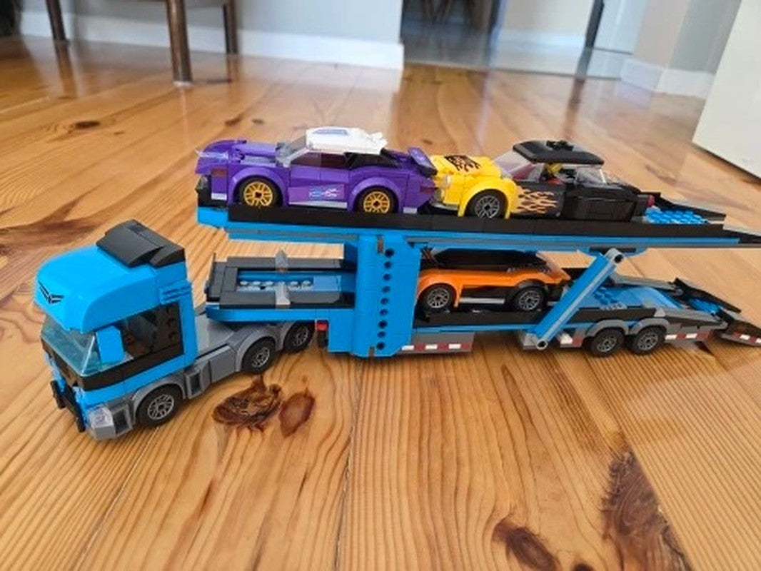 Sports Car Transporter Truck Blocks, Easy to Assemble and Disassemble, Safe for Ages 7+