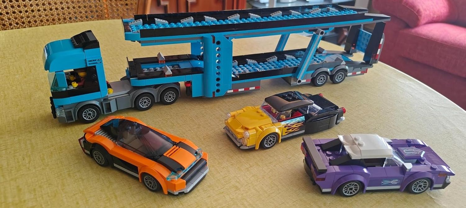 Sports Car Transporter Truck Blocks, Easy to Assemble and Disassemble, Safe for Ages 7+