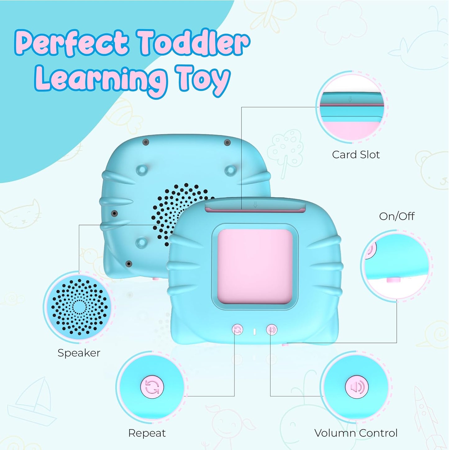 Talking Flash Cards with Pictures and Sounds, 224 English Words, Safe for Ages 3+