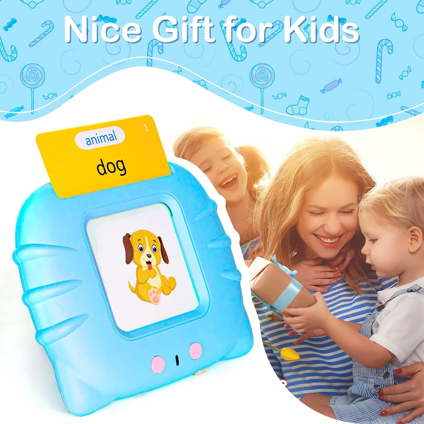 Talking Flash Cards with Pictures and Sounds, 224 English Words, Safe for Ages 3+
