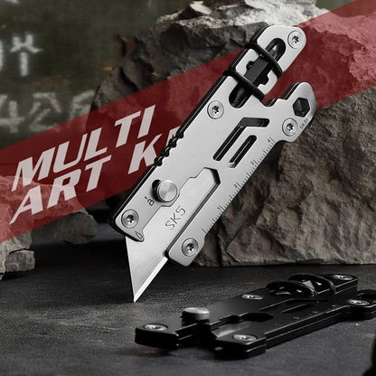 Titanium Utility Knife, Retractable Box Cutter, Locking Razor Blade EDC Multi-Tool