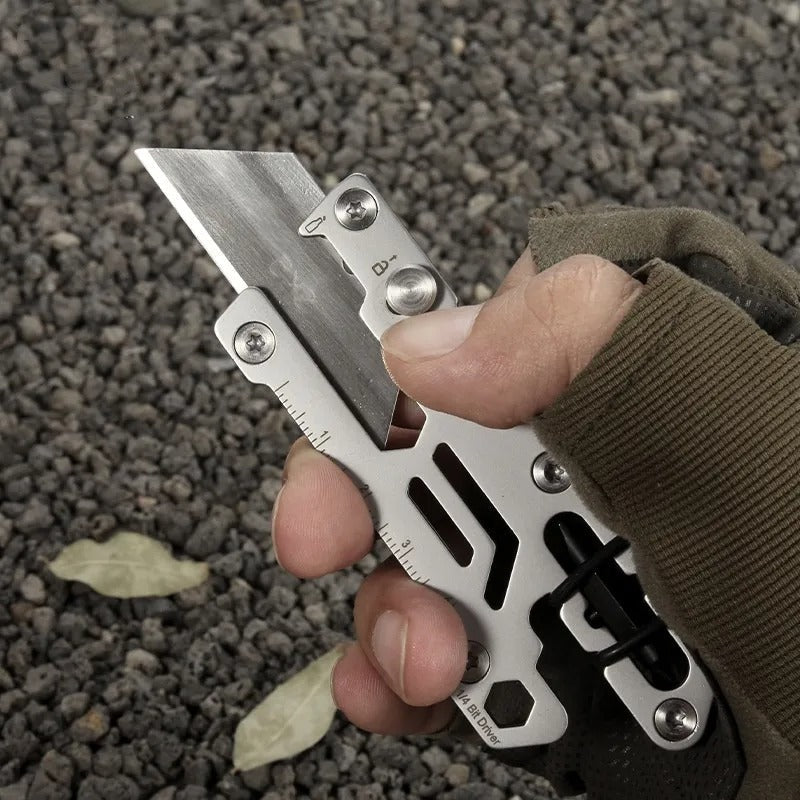 Titanium Utility Knife, Retractable Box Cutter, Locking Razor Blade EDC Multi-Tool