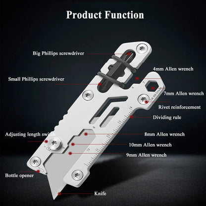Titanium Utility Knife, Retractable Box Cutter, Locking Razor Blade EDC Multi-Tool