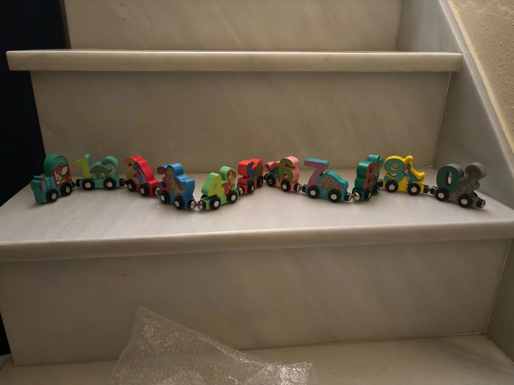 Train Number Wooden with Dinosaur Design, Magnetic Connect, Montessori Learning, Safe For Ages 4+