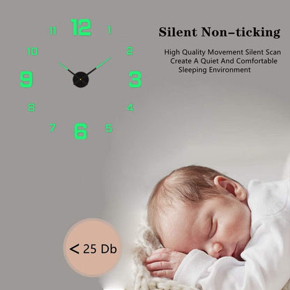 Wall Clock with Quartz Mechanism With Glow-in-the-Dark, Silent Sweep, Adjustable Layout, Easy to Install