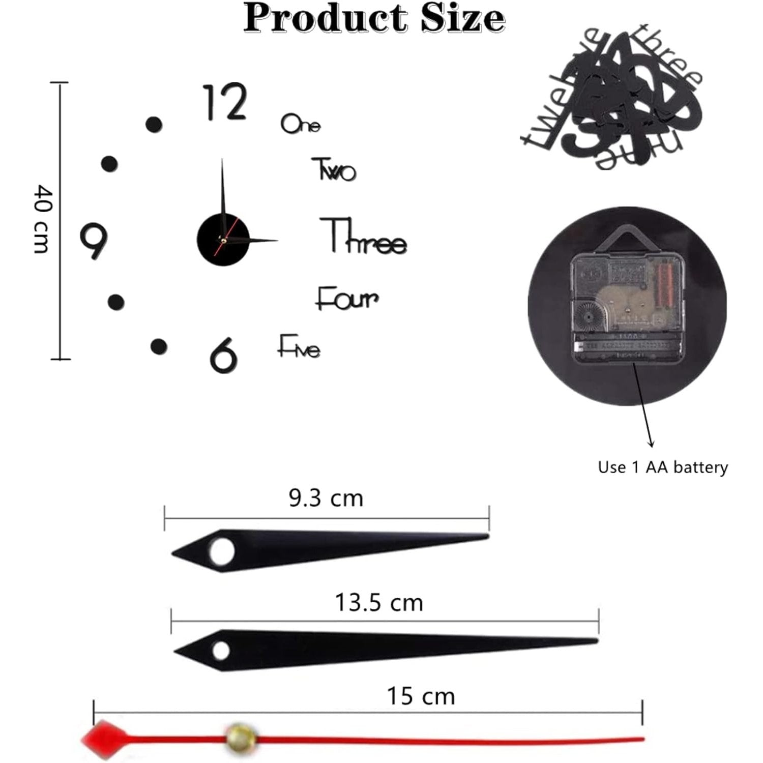 Wall Clock with Quartz Mechanism With Glow-in-the-Dark, Silent Sweep, Adjustable Layout, Easy to Install