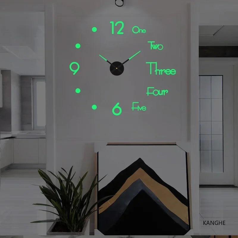 Wall Clock with Quartz Mechanism With Glow-in-the-Dark, Silent Sweep, Adjustable Layout, Easy to Install