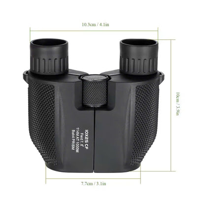 Waterproof High-Power Night-Vision Binoculars for Adults and Kids with 10×25 Magnification, Carrying Strap, Storage Pouch